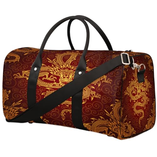 Chinesischer Drache Reise Duffle Bag für Männer Frauen Cool Dragon Overnight Weekender Bag Faltbare Reise Duffel Bag Große Sport Gym Bag Wasserdichte Gepäck Tragetasche Reißfest, Mehrfarbig, 17.4 x von Yzrwebo