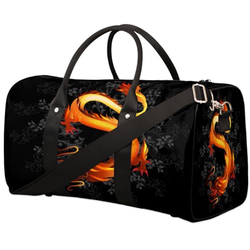 Chinesischer Drache Reise Duffle Bag für Männer Frauen Orientalischer Drache Übernachtung Weekender Tasche Faltbare Reise Duffel Bag Große Sport Gym Bag Wasserdichte Gepäck Tragetasche Reißfest, von Yzrwebo