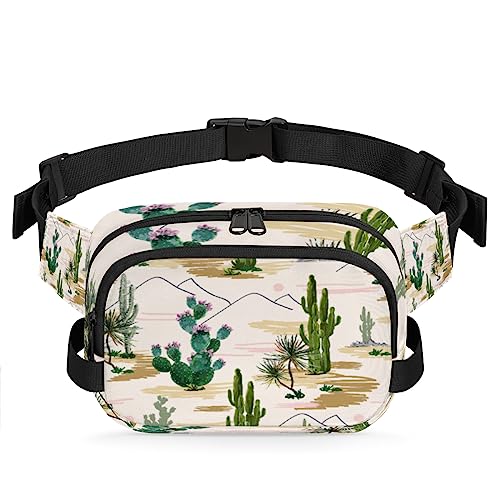 Desert Cactus Fanny Packs Gürteltasche für Damen Mann Tropischer Baum Blume Hüfttasche Mode Crossbody Tasche Hüfte Bauchtasche mit verstellbarem Gurt für Outdoor Workout Casual Reisen Laufen Wandern von Yzrwebo