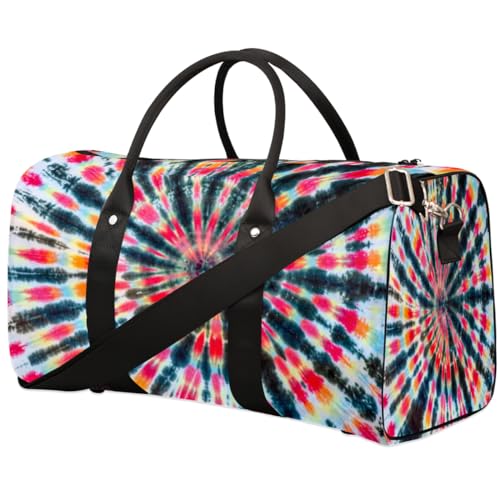 Ethnics Tie Dye Travel Duffle Bag for Men Women Tie Dye Art Overnight Weekender Bag Foldable Travel Duffel Bag Large Sports Gym Bag Waterproof Luggage Tote Bag Tear Resistant, Mehrfarbig, 17.4 x 8.3 x von Yzrwebo