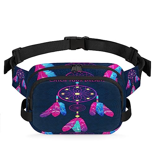 Farbe Traumfänger Gürteltasche für Damen Herren Lotus Boho Hüfttasche Mode Crossbody Tasche Hüfte Bauchtasche mit verstellbarem Gurt für Outdoor Workout Casual Reisen Laufen Wandern Radfahren, von Yzrwebo