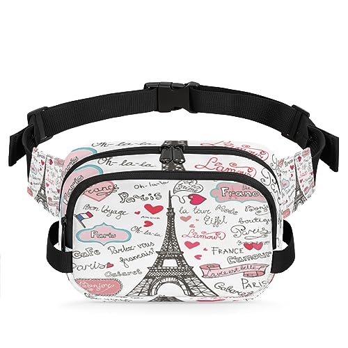 Frankreich Eiffelturm Bauchtasche Gürteltasche für Damen Herren Eiffelturm Hüfttasche Mode Crossbody Tasche Hüfte Bauchtasche mit verstellbarem Gurt für Outdoor Workout Casual Reisen Laufen Wandern von Yzrwebo