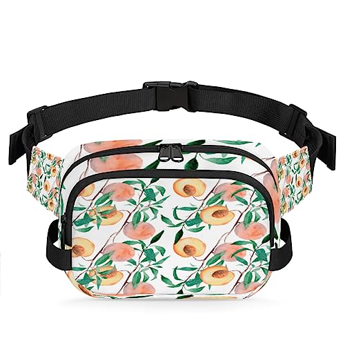 Fruit Peach Fanny Packs Gürteltasche für Frauen Mann Pfirsichblatt Hüfttasche Mode Crossbody Tasche Hüfte Bauchtasche mit verstellbarem Gurt für Outdoor Workout Casual Reisen Laufen Wandern Radfahren, von Yzrwebo