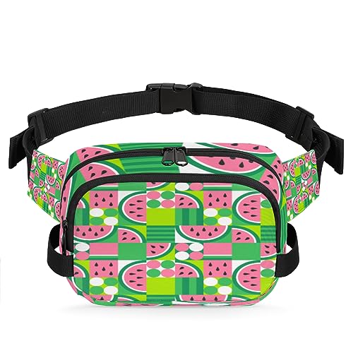 Fruit Watermelon Fanny Packs Gürteltasche für Frauen Mann Geometrische Quadratische Taille Pack Mode Crossbody Tasche Hüfte Bauchtasche mit verstellbarem Gurt für Outdoor Workout Casual Reisen Laufen von Yzrwebo