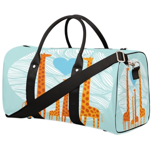 Giraffe Familie Reise Duffle Bag für Männer Frauen Liebe Herz Übernachtung Weekender Tasche Faltbare Reise Duffel Bag Große Sport Gym Bag Wasserdicht Gepäck Tote Bag Tear Resistant, Mehrfarbig, 17.4 x von Yzrwebo