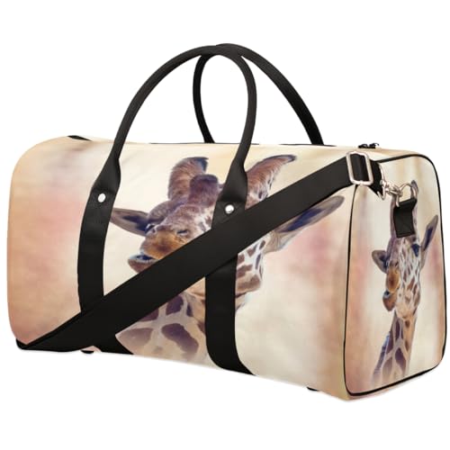 Giraffe Print Travel Duffle Bag for Men Women Funny Giraffe Overnight Weekender Bag Foldable Travel Duffel Bag Large Sports Gym Bag Waterproof Luggage Tote Bag Tear Resistant, Mehrfarbig, 17.4 x 8.3 x von Yzrwebo