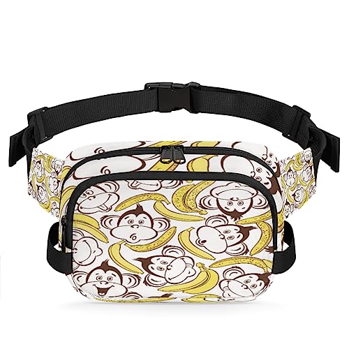 Gürteltasche mit Affenmuster, Gürteltasche für Damen, Herren, Obst, Banane, Hüfttasche, modische Umhängetasche, Hüfttasche mit verstellbarem Riemen für Outdoor, Workout, Freizeit, Reisen, Laufen, von Yzrwebo