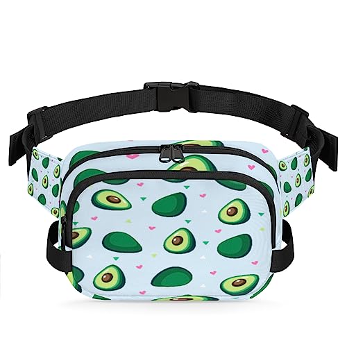 Gürteltasche mit grüner Avocado-Motiv für Damen und Herren, Avocado-Muster, modische Umhängetasche, Hüfttasche mit verstellbarem Riemen für Outdoor, Workout, Freizeit, Reisen, Laufen, Wandern, von Yzrwebo