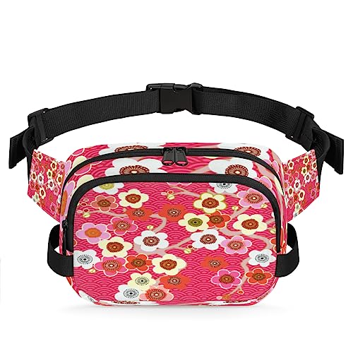 Gürteltasche mit japanischer Kirschblüte, für Damen, Herren, Kirsche, Hüfttasche, modische Umhängetasche, Hüfttasche mit verstellbarem Riemen für Outdoor, Workout, Freizeit, Reisen, Laufen, Wandern, von Yzrwebo