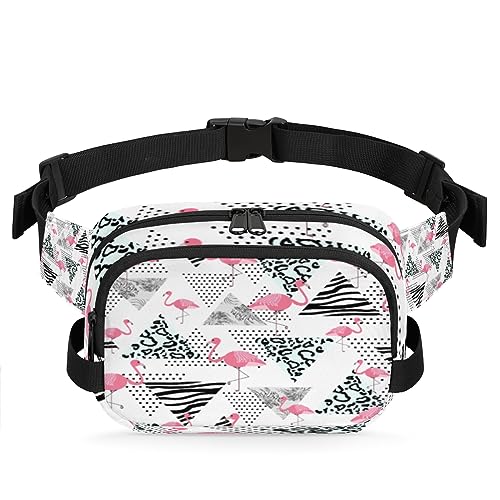 Gürteltasche mit tropischem Flamingo, für Damen, Herren, Zebra-Leopardenmuster, modische Umhängetasche, Hüfttasche mit verstellbarem Riemen für Outdoor, Workout, Freizeit, Reisen, Laufen, Wandern, von Yzrwebo