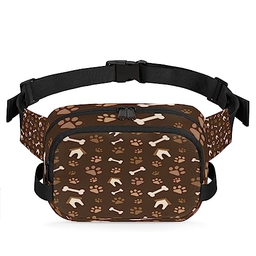 Hundepfoten-Fanny-Packs Gürteltasche für Frauen Mann Hund Knochen Haus Hüfttasche Mode Crossbody Tasche Hüfte Bauchtasche mit verstellbarem Gurt für Outdoor Workout Casual Reisen Laufen Wandern von Yzrwebo