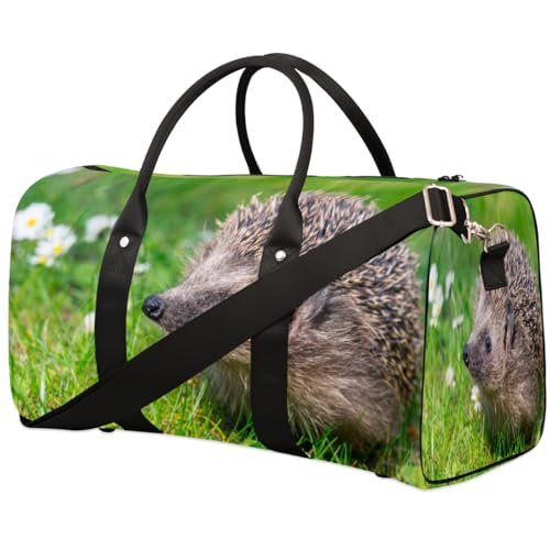 Igel Reise Duffle Bag für Männer Frauen Tier Gänseblümchen Blume Übernachtung Weekender Tasche Faltbare Reise Duffel Bag Große Sport Gym Bag Wasserdicht Gepäck Tote Bag Tear Resistant, Mehrfarbig, von Yzrwebo