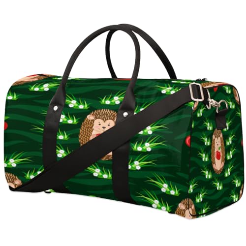 Igel Wiese Reise Duffle Bag für Männer Frauen Äpfel Blume Übernachtung Weekender Tasche Faltbare Reise Duffel Bag Große Sport Gym Bag Wasserdicht Gepäck Tragetasche Reißfest, Mehrfarbig, 17.4 x 8.3 x von Yzrwebo