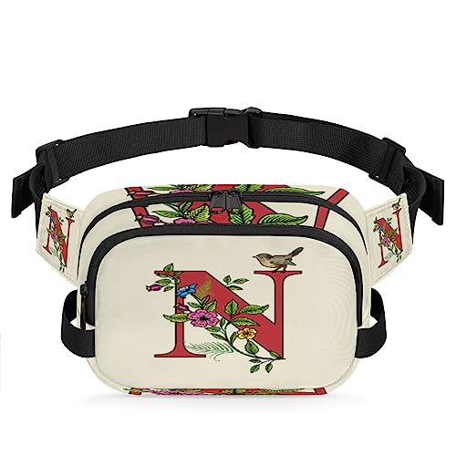 K Letter Fanny Packs Gürteltasche für Damen Mann Blume Vogel Hüfttasche Mode Crossbody Tasche Hüfte Bauchtasche mit verstellbarem Gurt für Outdoor Workout Casual Reisen Laufen Wandern Radfahren, von Yzrwebo