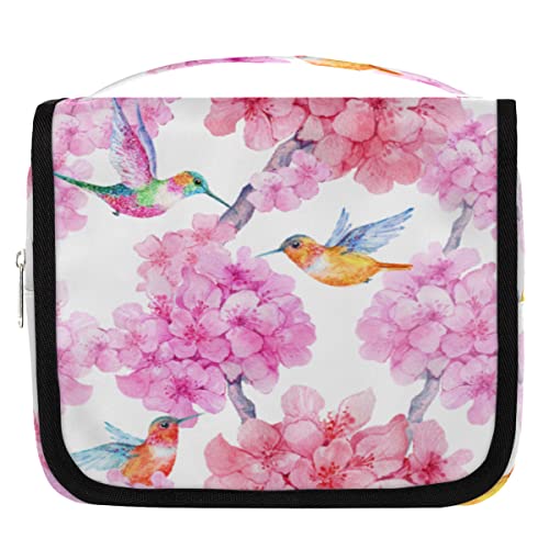 Kulturbeutel mit Blumenmuster, Kolibri-Aufh?ngen, f¨¹r Frauen, tragbare Reise-Make-up-Tasche, wasserabweisende Reisetasche und Organizer, Kulturbeutel f¨¹r Kosmetikartikel, Zubeh?r, Mehrfarbig von Yzrwebo