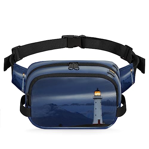 Lighthouse Gürteltasche für Damen und Herren, Leuchtturmmuster, modische Crossbody-Tasche, Hüfttasche mit verstellbarem Riemen für Outdoor, Workout, Freizeit, Reisen, Laufen, Wandern, Radfahren, von Yzrwebo