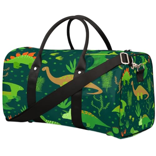 Lila Dinosaurier Reise Duffle Bag für Männer Frauen Cartoon Dinosaurier Übernachtung Weekender Tasche Faltbare Reise Duffel Bag Große Sport Gym Bag Wasserdichte Gepäck Tragetasche Reißfest, von Yzrwebo