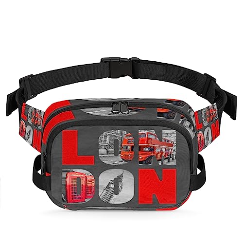 London Bus Gürteltasche für Damen Herren London Big Ben Hüfttasche Mode Crossbody Tasche Hip Bauchtasche mit verstellbarem Gurt für Outdoor Workout Casual Reisen Laufen Wandern Radfahren, von Yzrwebo