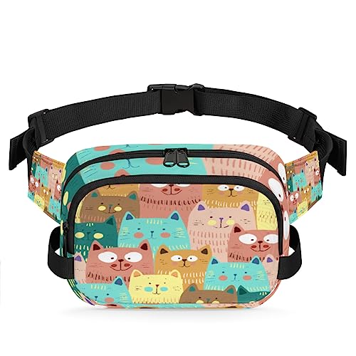 Lustige Katze Bauchtasche Gürteltasche für Frauen Mann Bunte Kätzchen Hüfttasche Mode Crossbody Tasche Hüfte Bauchtasche mit verstellbarem Gurt für Outdoor Workout Casual Reisen Laufen Wandern von Yzrwebo