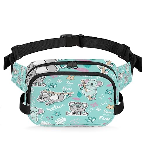 Lustige Koala Bauchtasche Gürteltasche für Damen Herren Tropische Handfläche Hüfttasche Mode Crossbody Tasche Hüfte Bauchtasche mit verstellbarem Gurt für Outdoor Workout Casual Reisen Laufen Wandern von Yzrwebo