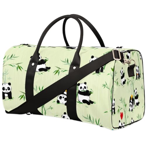 Lustige Panda Reise Duffle Bag für Männer Frauen Bambus Baum Übernachtung Weekender Tasche Faltbare Reise Duffel Bag Große Sport Gym Bag Wasserdicht Gepäck Tote Bag Tear Resistant, Mehrfarbig, 17.4 x von Yzrwebo