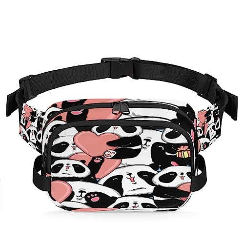 Lustige Pandas Gürteltasche für Frauen Mann Liebe Herz Hüfttasche Mode Crossbody Tasche Hüfte Bauchtasche mit verstellbarem Gurt für Outdoor Workout Casual Reisen Laufen Wandern Radfahren, von Yzrwebo