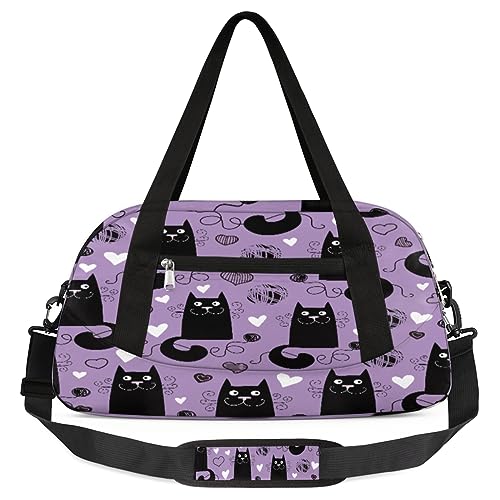 Lustige schwarze Katzen Gym Duffle Bag Haarball Sport Turnbeutel Overnighter Duffel Bag Wasserdicht Wochenende Sleepover Reise Carry On Taschen Gymnastik Tanz Tragetasche Kleine Seesack, von Yzrwebo