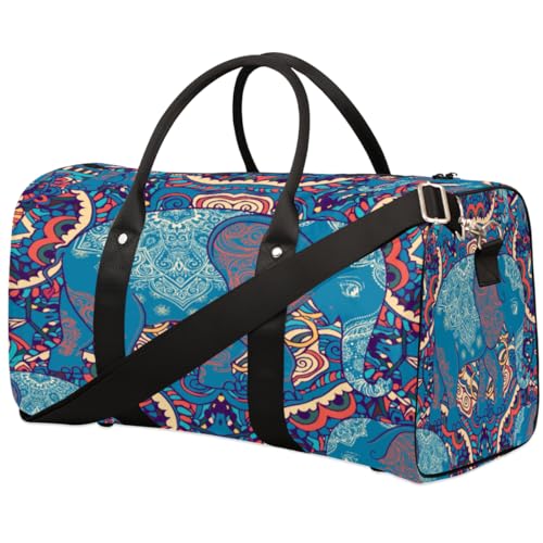 Mandala Elefant Reise Duffle Bag für Männer Frauen Tribe Elefant Übernachtung Weekender Tasche Faltbare Reise Duffel Bag Große Sport Gym Bag Wasserdicht Gepäck Tote Bag Tear Resistant, Mehrfarbig, von Yzrwebo