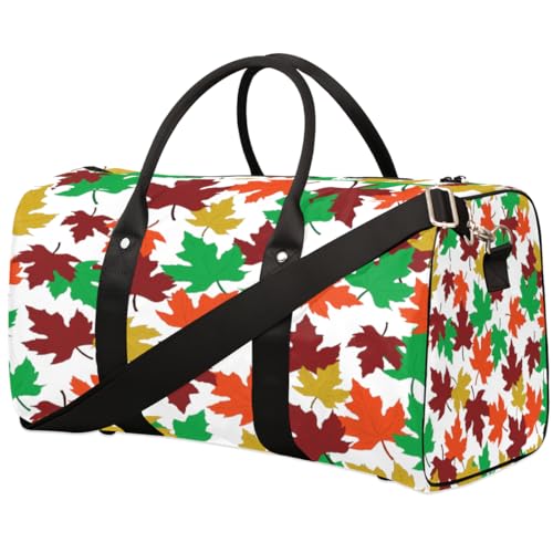 Maple Leaves Travel Duffle Bag for Men Women Colorful Maple Leave Overnight Weekender Bag Foldable Travel Duffel Bag Large Sports Gym Bag Waterproof Luggage Tote Bag Tear Resistant, Mehrfarbig, 17.4 x von Yzrwebo