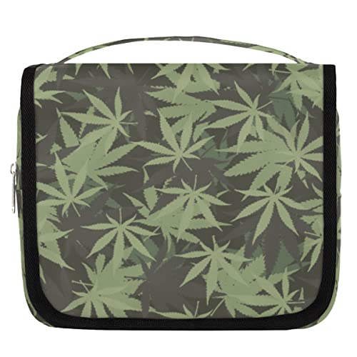 Marihuana-Muster, h?ngende Reise-Kulturtasche f¨¹r Frauen, Cannabis-Muster, tragbare Reise-Make-up-Tasche, wasserabweisende Reisetasche und Organizer-Kulturbeutel f¨¹r Kosmetikartikel, Zubeh?r von Yzrwebo