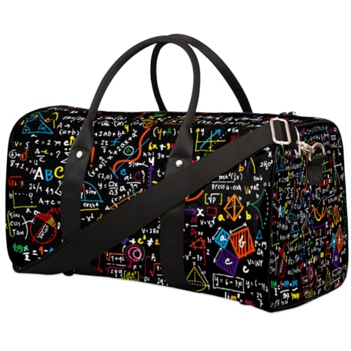 Math Formel Reise Duffle Bag für Männer Frauen Mathematik Zimmer Übernachtung Weekender Tasche Faltbare Reise Duffel Bag Große Sport Gym Bag Wasserdicht Gepäck Tragetasche Reißfest, Mehrfarbig, 17.4 x von Yzrwebo