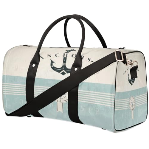 Nautical Anchor Travel Duffle Bag for Men Women Compass Overnight Weekender Bag Foldable Travel Duffel Bag Large Sports Gym Bag Waterproof Luggage Tote Bag Tear Resistant, Mehrfarbig, 17.4 x 8.3 x 9.5 von Yzrwebo