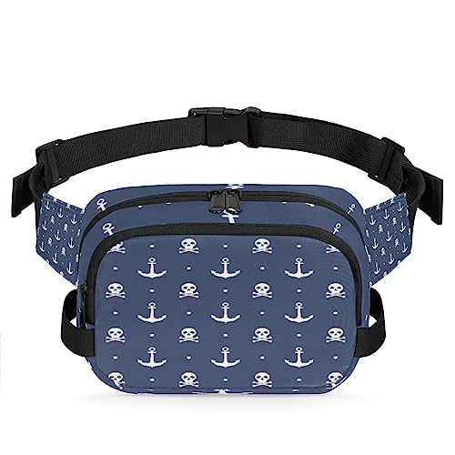 Navy Anchor Gürteltasche für Damen und Herren, Totenkopf-Hüfttasche, modische Crossbody-Tasche, Hüfttasche mit verstellbarem Riemen für Outdoor, Workout, Freizeit, Reisen, Laufen, Wandern, Radfahren, von Yzrwebo