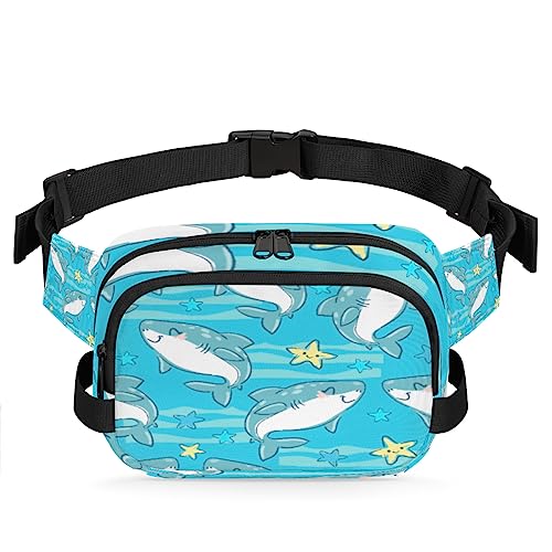 Niedliche Haifisch-Gürteltasche für Damen, Herren, Ozean, Seestern, Hüfttasche, modische Umhängetasche, Hüfttasche mit verstellbarem Riemen für Outdoor, Workout, Freizeit, Reisen, Laufen, Wandern, von Yzrwebo