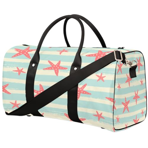 Ocean Seestern Print Travel Duffle Bag for Men Women Pink Seestern Overnight Weekender Bag Foldable Travel Duffel Bag Large Sports Gym Bag Waterproof Luggage Tote Bag Tear Resistant, Mehrfarbig, 17.4 von Yzrwebo