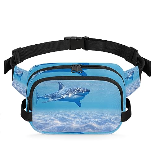 Ocean Shark Gürteltasche für Damen und Herren, Haifischmuster, modische Umhängetasche, Hüfttasche mit verstellbarem Riemen für Outdoor, Workout, Freizeit, Reisen, Laufen, Wandern, Radfahren, von Yzrwebo