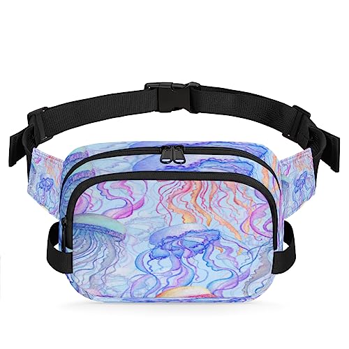 Painted Qualle Bauchtasche Gürteltasche für Frauen Mann Ozean Quallen Hüfttasche Mode Crossbody Tasche Hüfte Bauchtasche mit verstellbarem Gurt für Outdoor Workout Casual Reisen Laufen Wandern von Yzrwebo