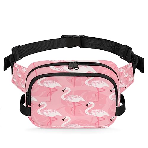 Pink Flamingo Bauchtasche Gürteltasche für Damen Herren Palmblätter Hüfttasche Mode Crossbody Tasche Hüfte Bauchtasche mit verstellbarem Gurt für Outdoor Workout Casual Reisen Laufen Wandern von Yzrwebo