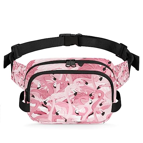 Pink Flamingo Fanny Packs Gürteltasche für Frauen Mann Tier Flamingo Hüfttasche Mode Crossbody Tasche Hüfte Bauchtasche mit verstellbarem Gurt für Outdoor Workout Casual Reisen Laufen Wandern von Yzrwebo