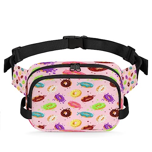 Rainbow Donut Bauchtasche für Damen und Herren, glasierte Donut-Hüfttasche, modische Crossbody-Tasche, Hüfttasche mit verstellbarem Riemen für Outdoor, Workout, Freizeit, Reisen, Laufen, Wandern, von Yzrwebo