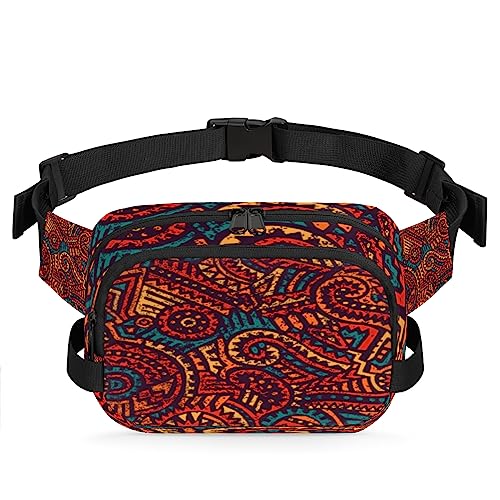 Retro Boho Bauchtasche Gürteltasche für Damen Mann Nordisch Marokkanische Hüfttasche Mode Crossbody Tasche Hip Bauchtasche mit verstellbarem Gurt für Outdoor Workout Casual Reisen Laufen Wandern von Yzrwebo