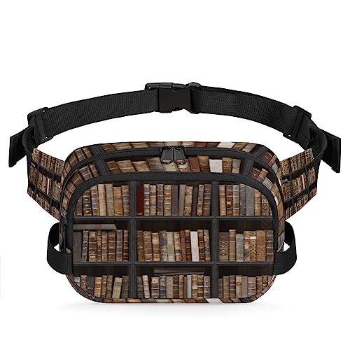 Retro Bücherregal Gürteltasche für Frauen Mann Buch Zimmer Bibliothek Hüfttasche Mode Crossbody Tasche Hüfte Bauchtasche mit verstellbarem Gurt für Outdoor Workout Casual Reisen Laufen Wandern von Yzrwebo