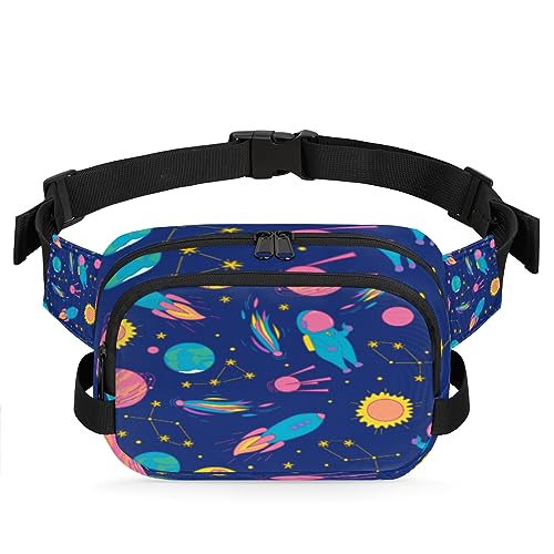 Rocket Astronaut Gürteltasche für Damen, Herren, Planet, Meteor, Hüfttasche, modische Umhängetasche, Hüfttasche mit verstellbarem Riemen für Outdoor, Workout, Freizeit, Reisen, Laufen, Wandern, von Yzrwebo