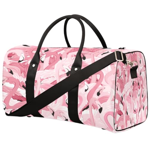 Rosa Flamingo Reise Duffle Bag für Männer Frauen Tier Flamingo Übernachtung Weekender Tasche Faltbare Reise Duffel Bag Große Sport Gym Bag Wasserdicht Gepäck Tote Bag Tear Resistant, Mehrfarbig, 17.4 von Yzrwebo