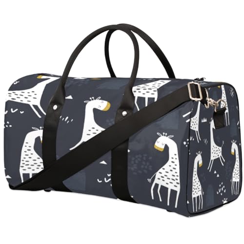 Schöne Giraffe Reise Duffle Bag für Männer Frauen Cartoon Giraffe Übernachtung Weekender Tasche Faltbare Reise Duffel Bag Große Sport Gym Bag Wasserdichte Gepäck Tragetasche Reißfest, Mehrfarbig, 17.4 von Yzrwebo