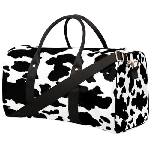 Schwarz Weiß Kuh Reise Duffle Bag für Männer Frauen Kuh Druck Übernachtung Weekender Tasche Faltbare Reise Seesack Große Sport Gym Bag Wasserdichte Gepäck Tote Bag Tear Resistant, Mehrfarbig, 17.4 x von Yzrwebo