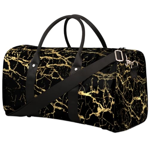 Schwarzer Marmor Reise Duffle Bag für Männer Frauen Abstrakte Textur Übernachtung Weekender Tasche Faltbare Reise Duffel Bag Große Sport Turnbeutel Wasserdichte Gepäck Tragetasche Reißfest, von Yzrwebo