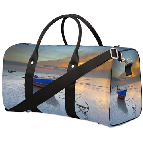 Strand Boot Reise Duffle Bag für Männer Frauen Sonnenuntergang Dämmerung Anker Übernachtung Weekender Tasche Faltbare Reise Duffel Bag Große Sport Gym Bag Wasserdicht Gepäck Tragetasche Reißfest, von Yzrwebo