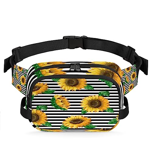 Sunflowers Painted Fanny Packs Gürteltasche für Damen Herren Gestreifter Druck Hüfttasche Mode Crossbody Tasche Hip Bauchtasche mit verstellbarem Gurt für Outdoor Workout Casual Reisen Laufen Wandern von Yzrwebo