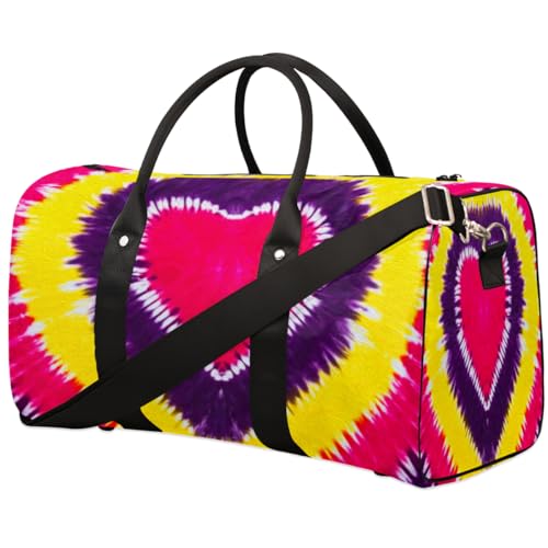 Swirl Tie Dye Travel Duffle Bag for Men Women Love Valentines Day Overnight Weekender Bag Foldable Travel Duffel Bag Large Sports Gym Bag Waterproof Luggage Tote Bag Tear Resistant, Mehrfarbig, 17.4 x von Yzrwebo